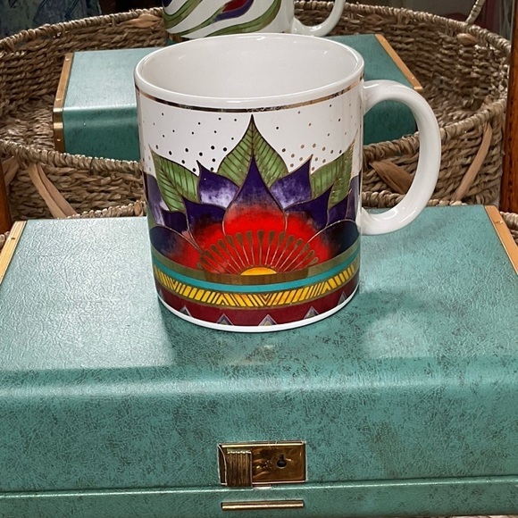Laurel Burch Other - Vtg 1990's Laurel Burch Celestial Lotus Coffee cup Abstract Gold Trim Japan made